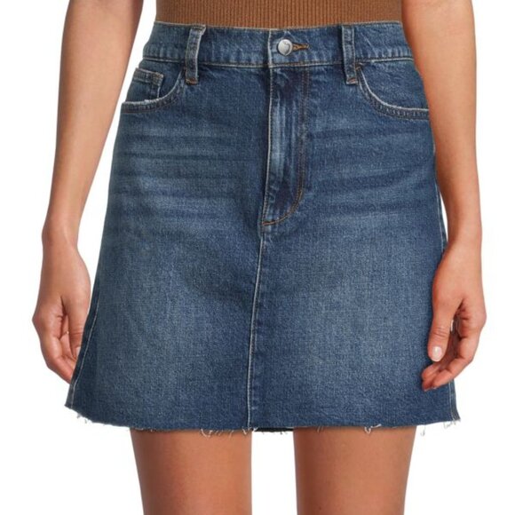 NEW JOE'S Mini Denim Skirt With Raw Hem blue 252 - Picture 1 of 4